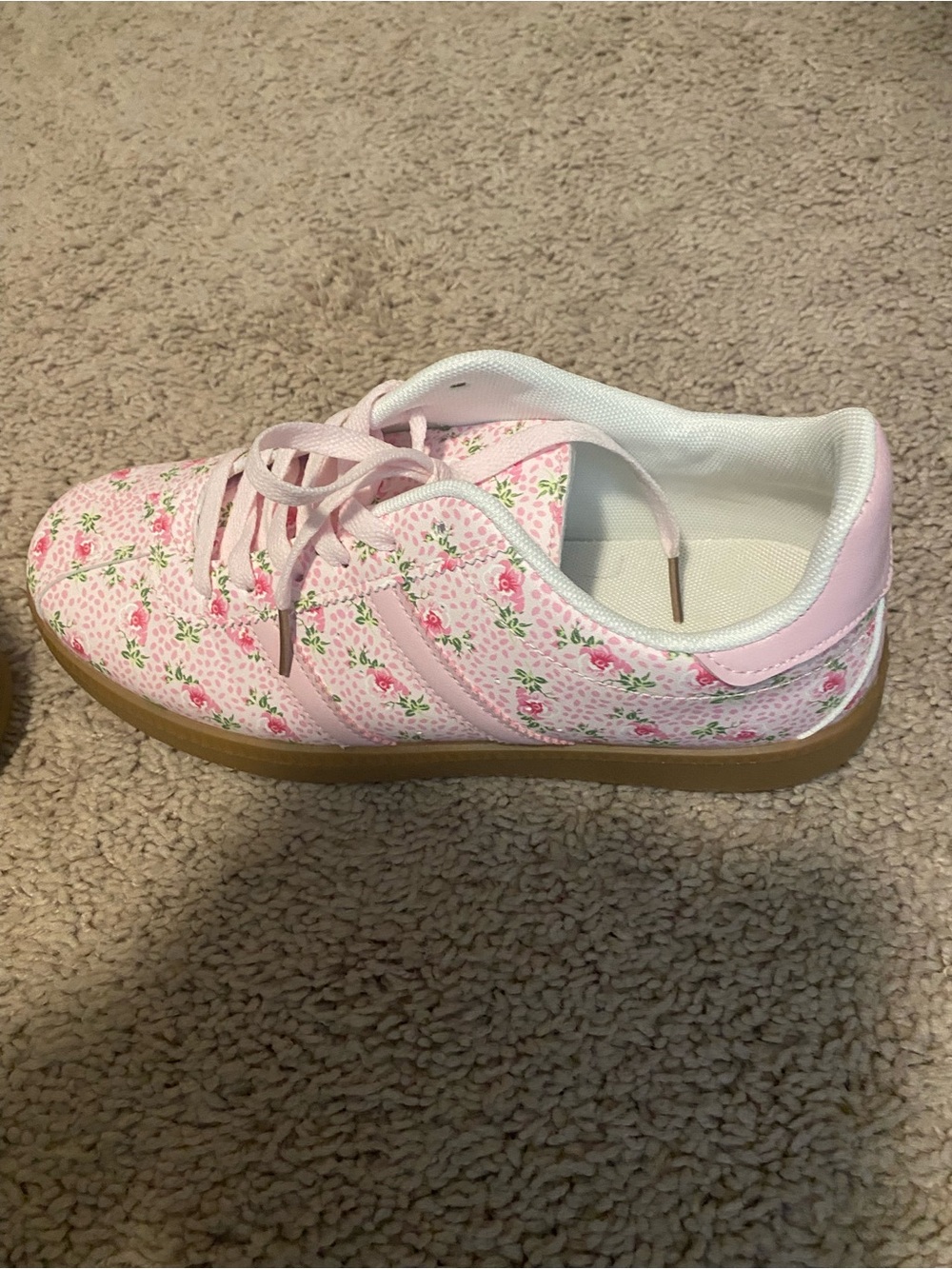 Women's Pink Floral Lace-Up Sneakers
